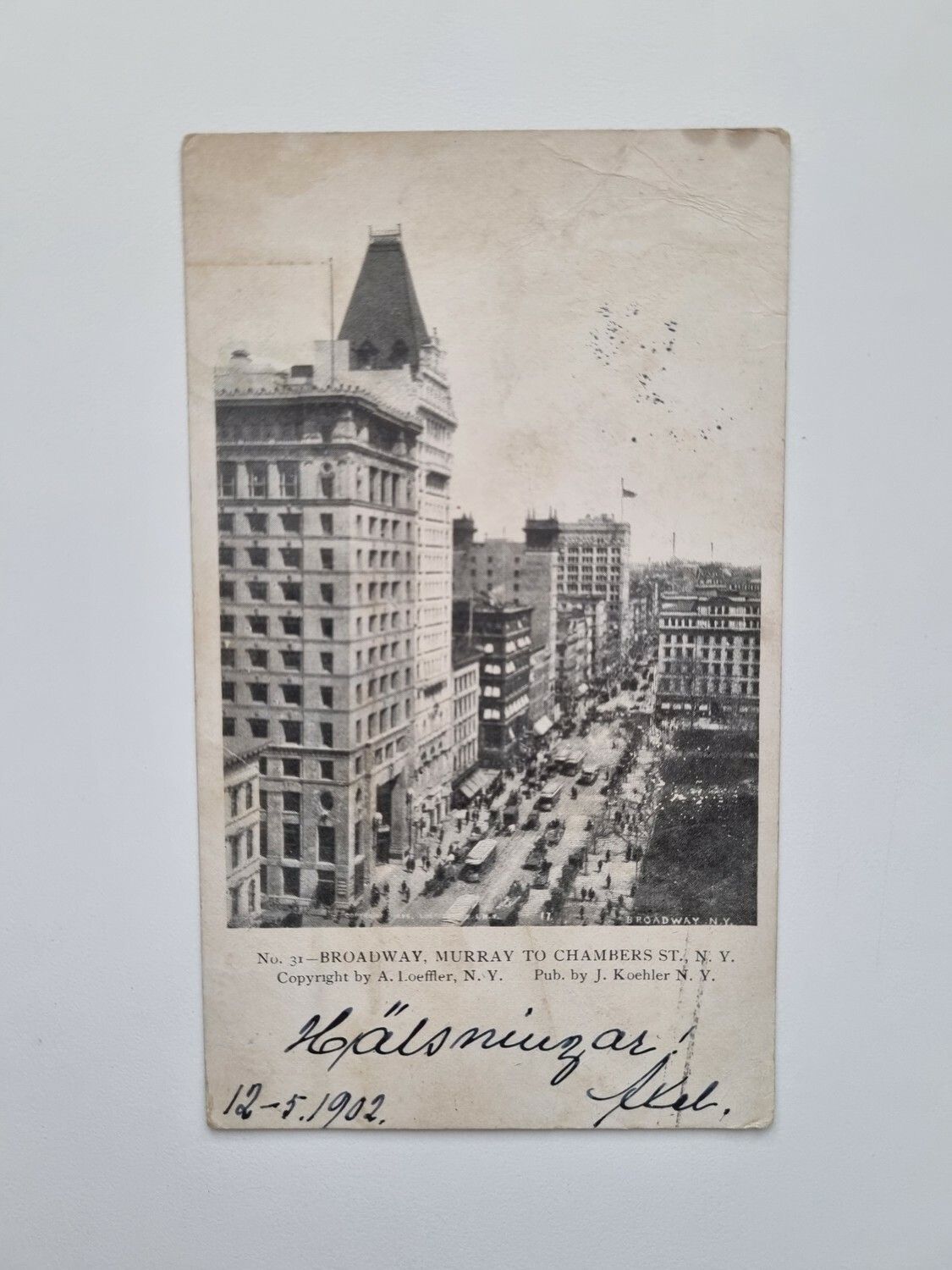 Vykort BROADWAY, MURRAY TO CHAMBERS ST., N. Y, 1902