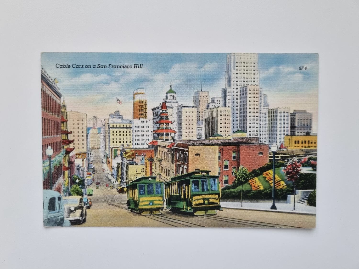 Vykort Cable Cars on a San Francisco Hill