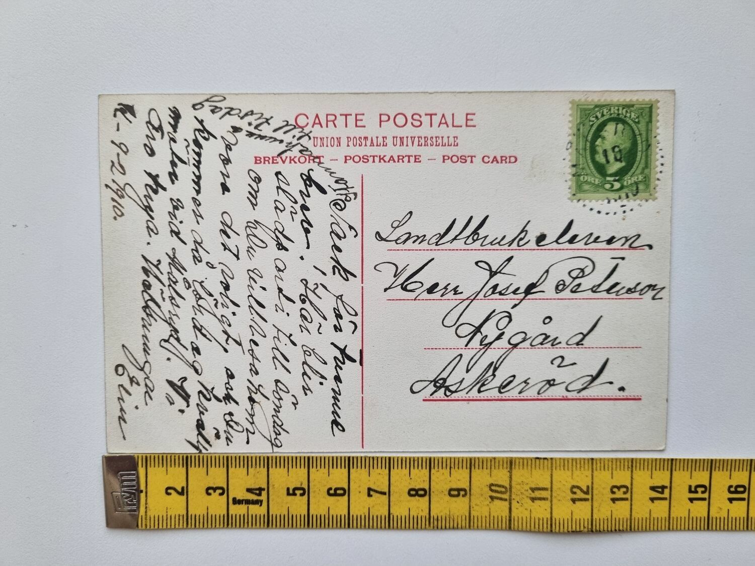 Vykort Dalums Folkskola, 1910