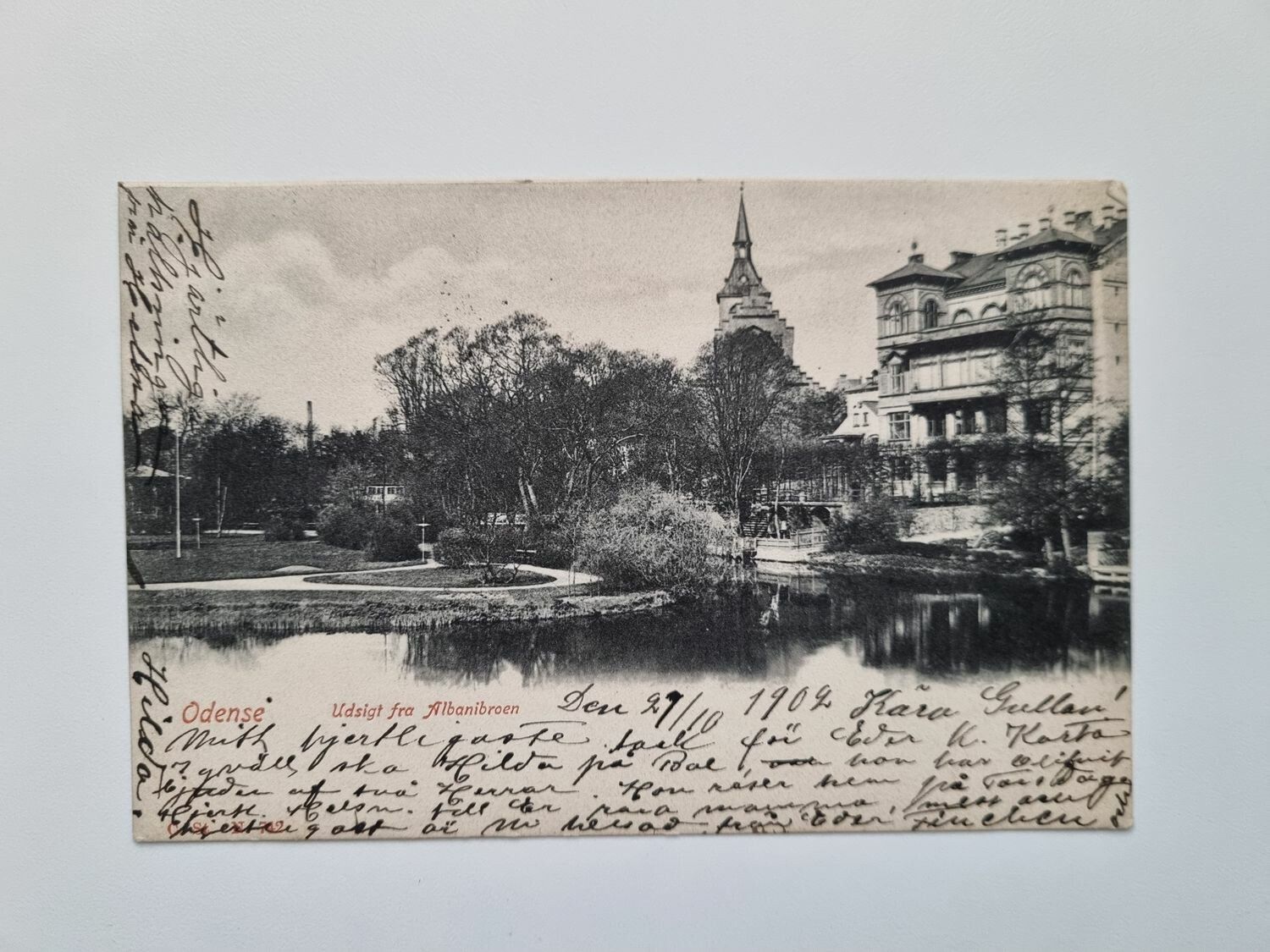 Vykort Odense Udsigt fra Albanibroen, 1902