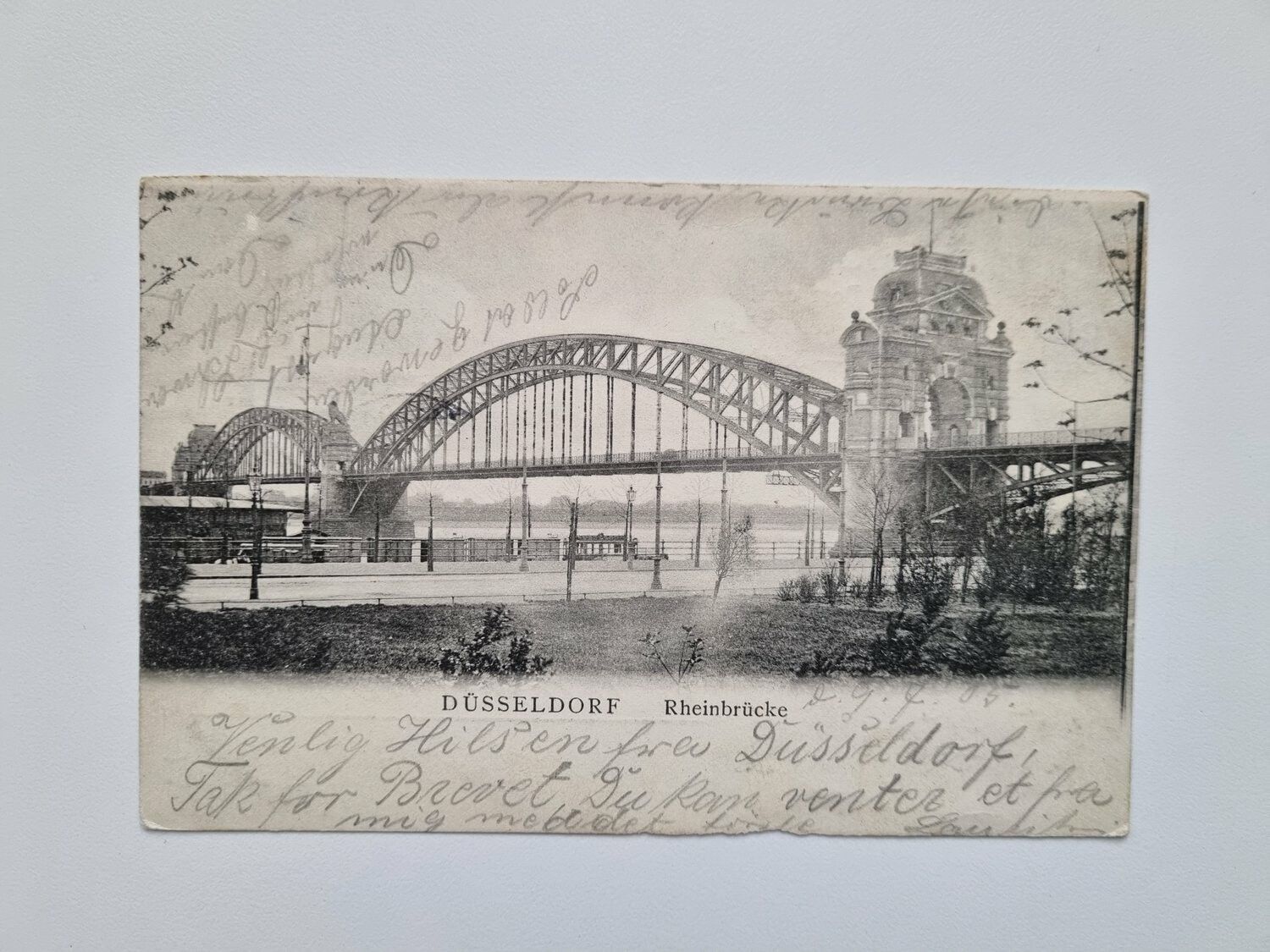 Vykort DÜSSELDORF Rheinbrücke, 1905