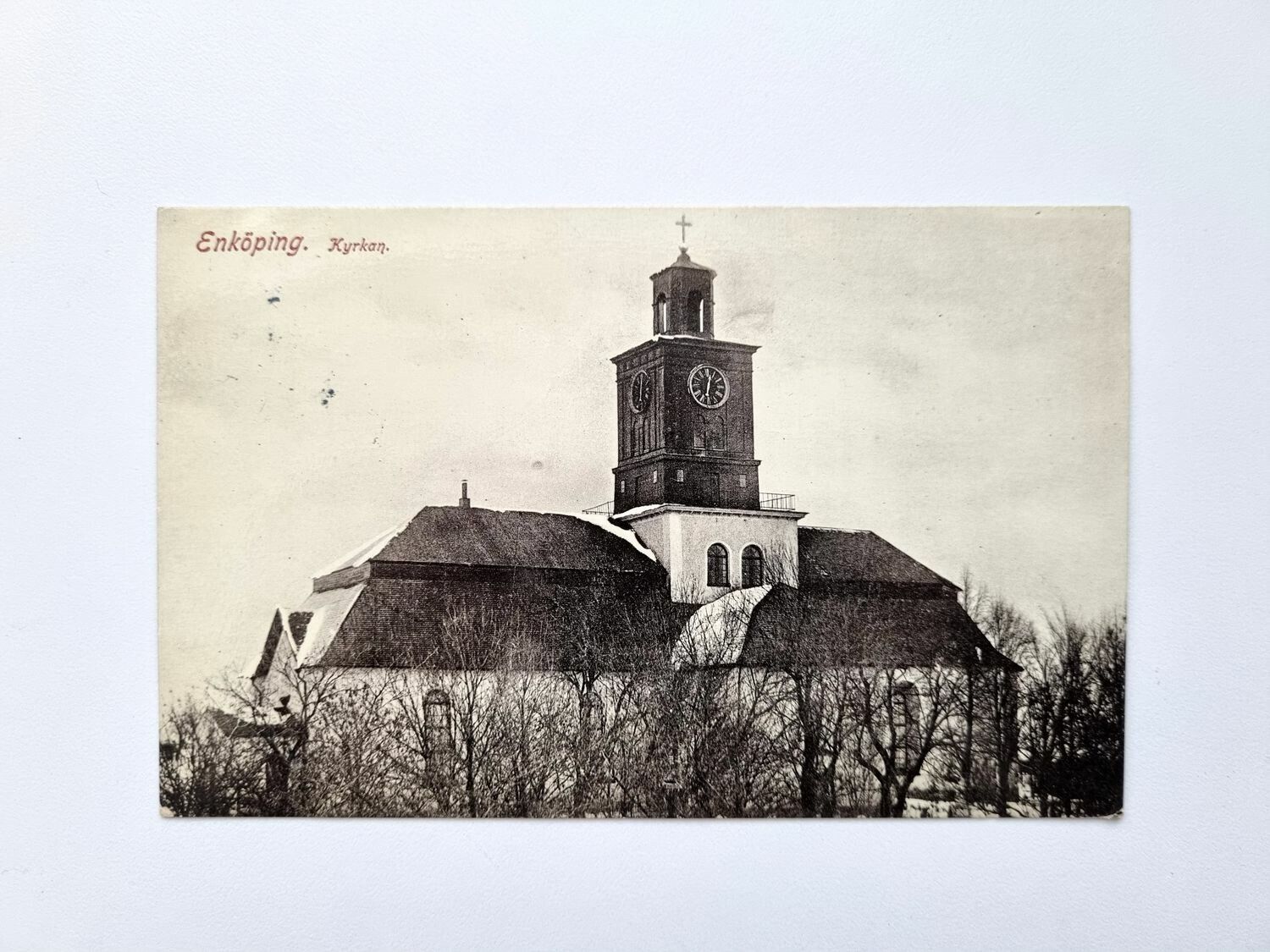 Vykort Enköping. Kyrkan, 1907