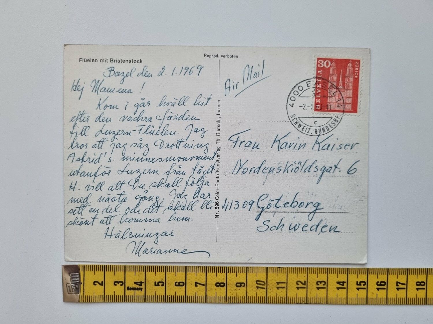 Vykort Flüelen mit Bristenstock