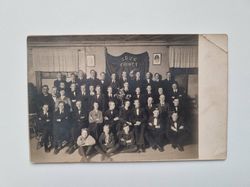 Vykort Fotografi / gruppbild 1921. S.D.U.K frihet?