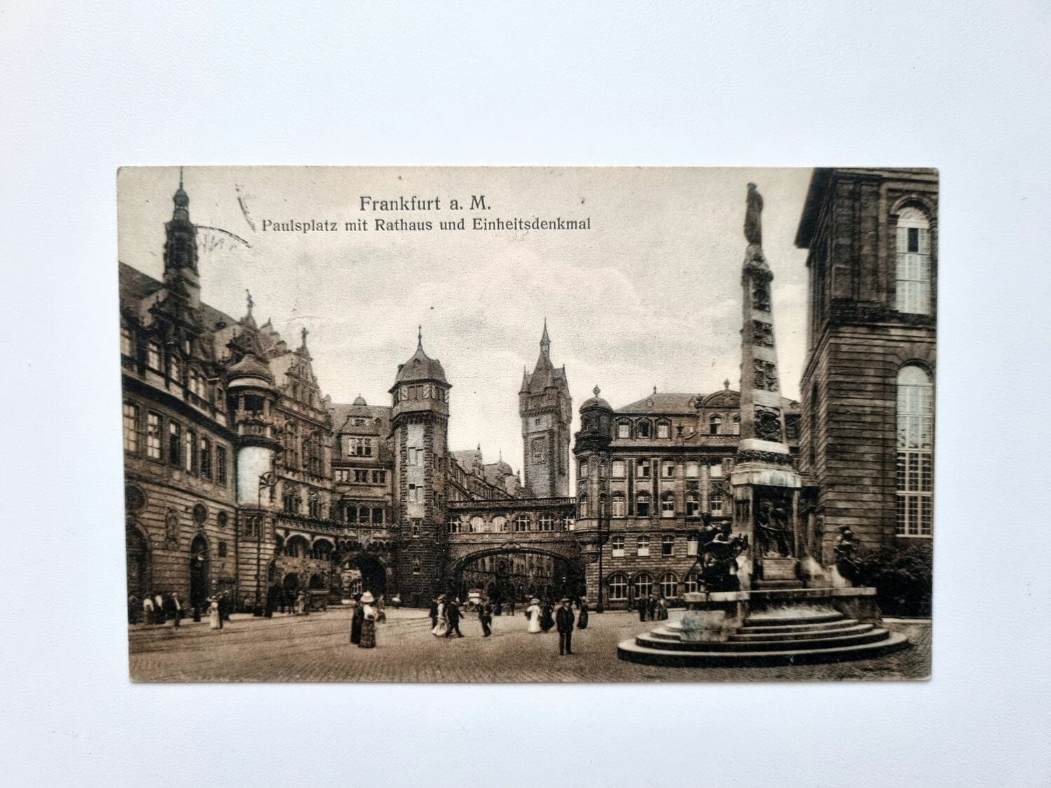 Vykort Frankfurt a. M. Paulsplatz mit Rathaus und Einheitsdenkmal, 1915
