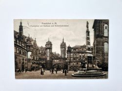 Vykort Frankfurt a. M. Paulsplatz mit Rathaus und Einheitsdenkmal, 1915