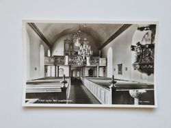 Vykort Frösö kyrka. Mot orgelläktaren