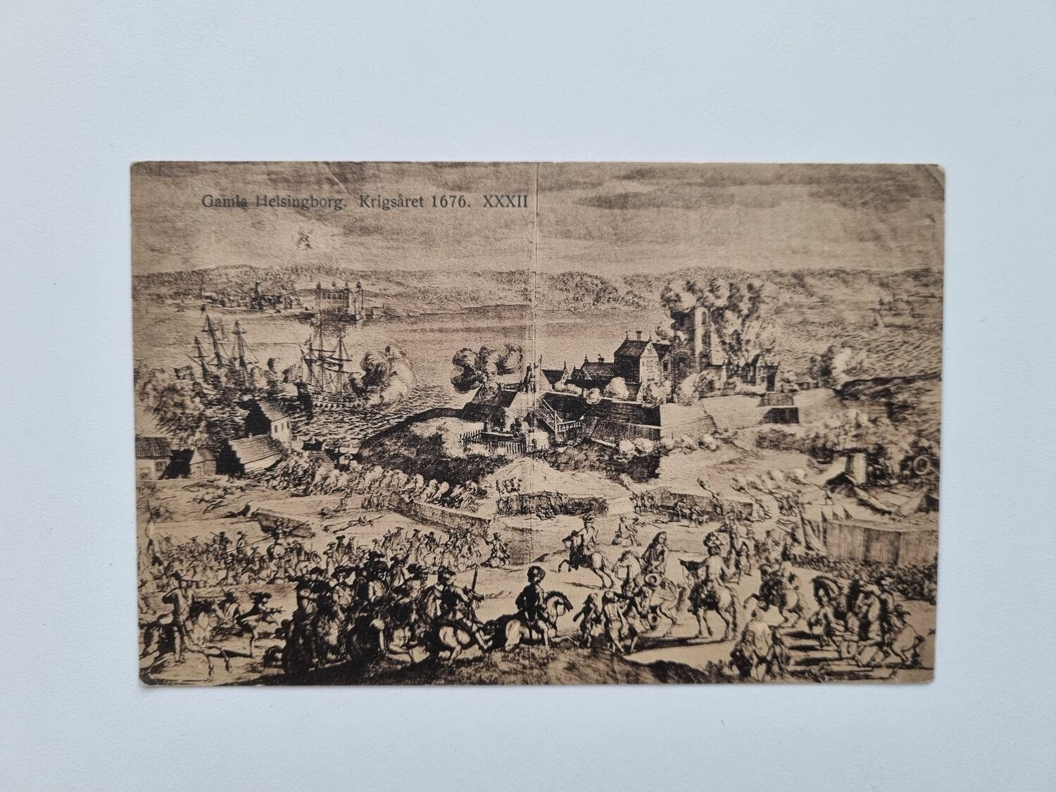Vykort Gamle Helsingborg. Krigsåret 1676. XXXII