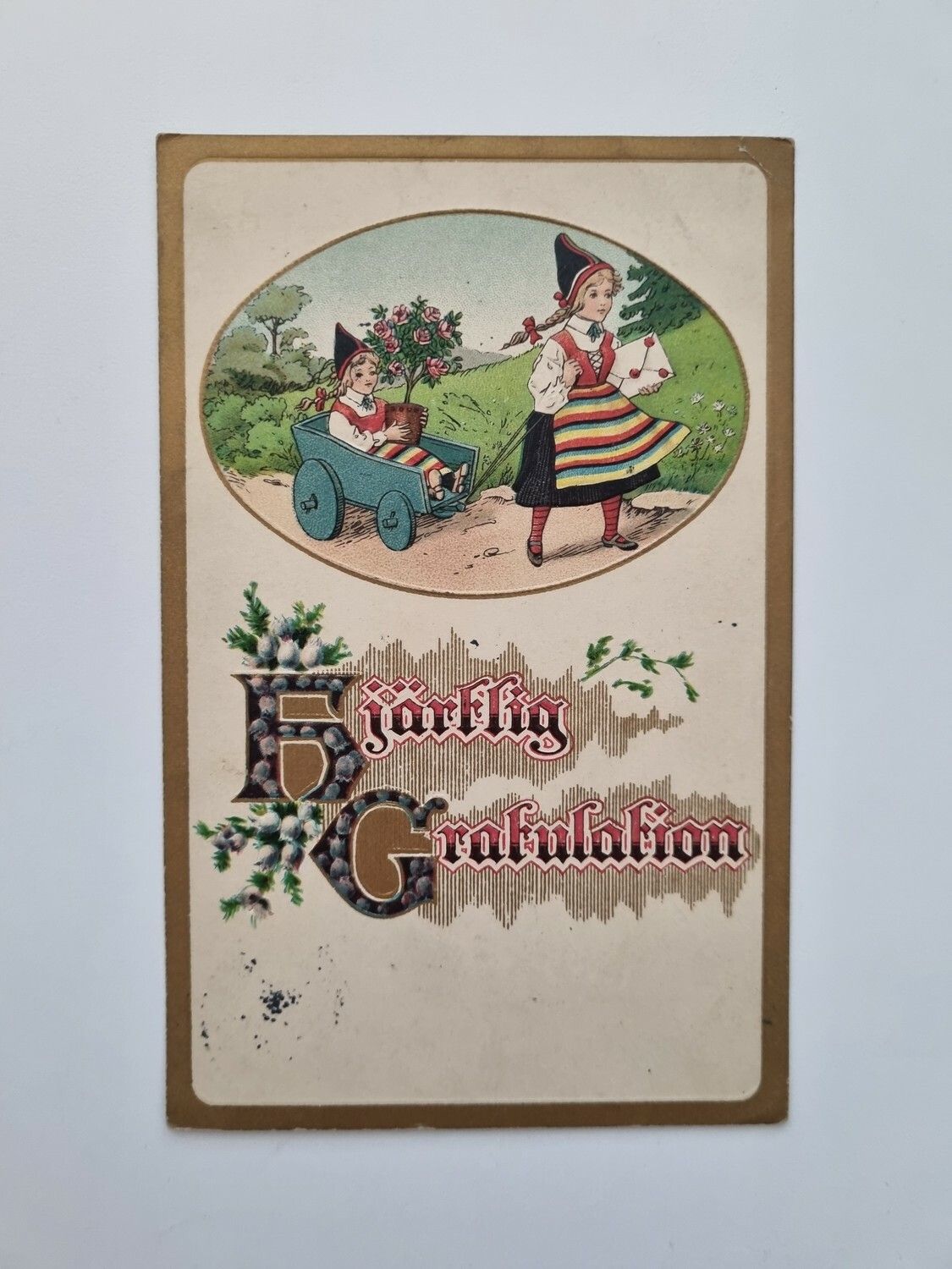 Vykort Gratulationskort, Hjärtlig Gratulation, 1915