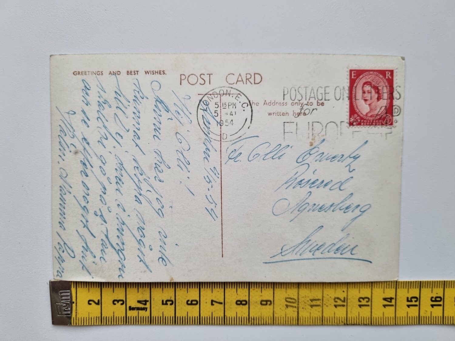 Vykort GREETINGS from LONDON 1954