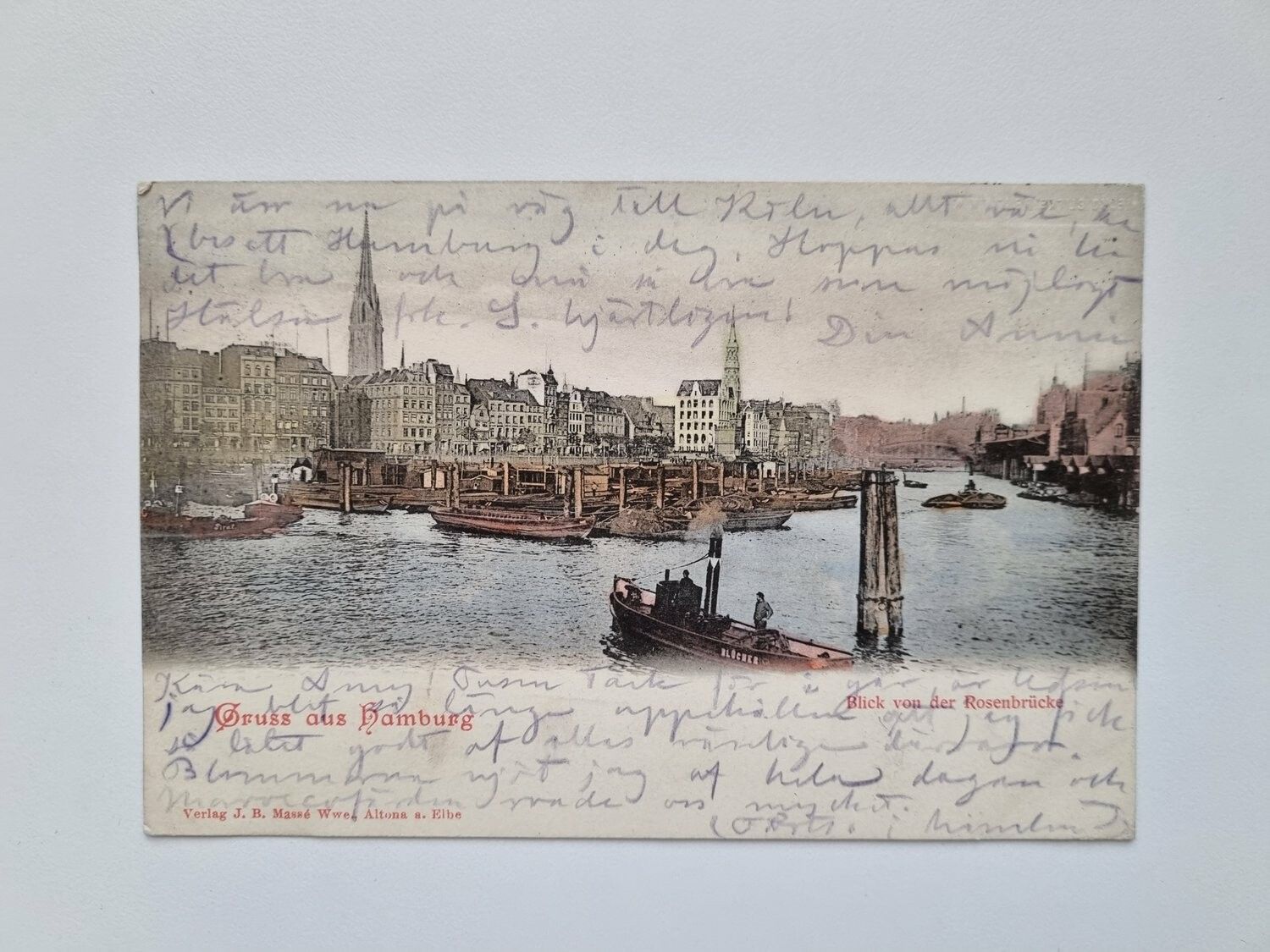 Vykort Gruss aus Hamburg Rosenbrücke