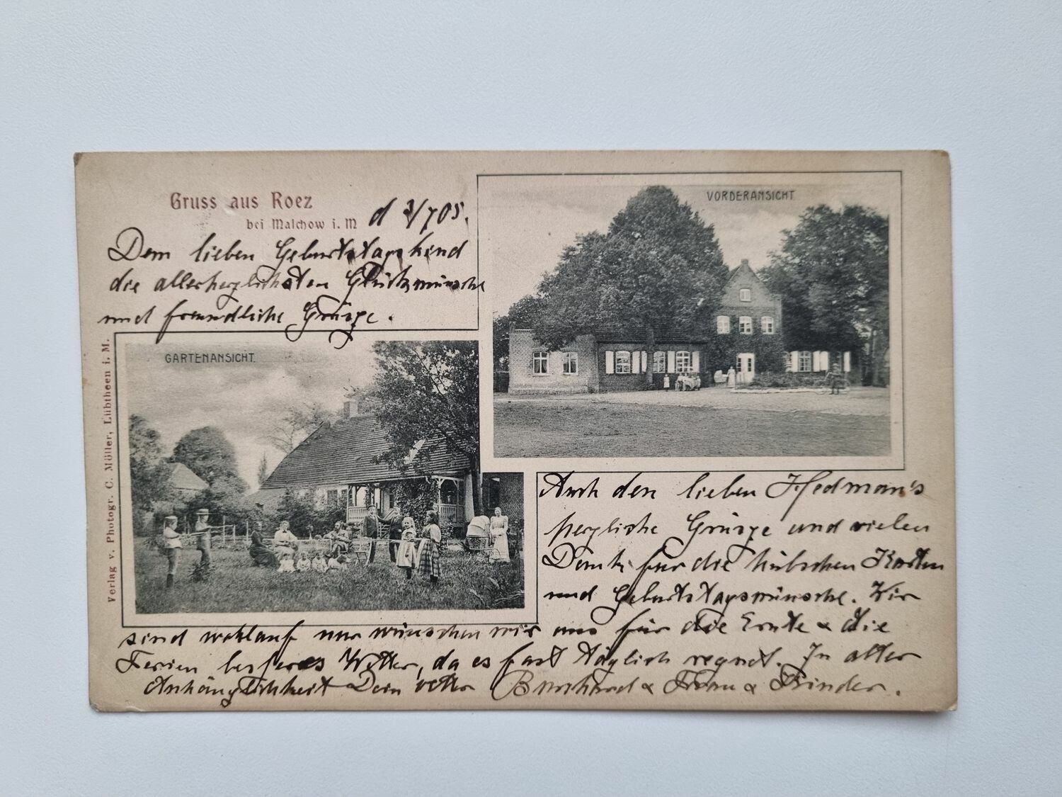 Vykort Gruss aus Roez bei Malchow i. m 1905