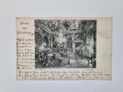 Vykort Gruss aus Würzburg, Spiegelsaal, 1899?