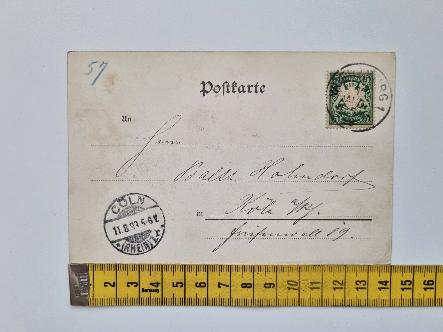 Vykort Gruss aus Würzburg, Spiegelsaal, 1899?