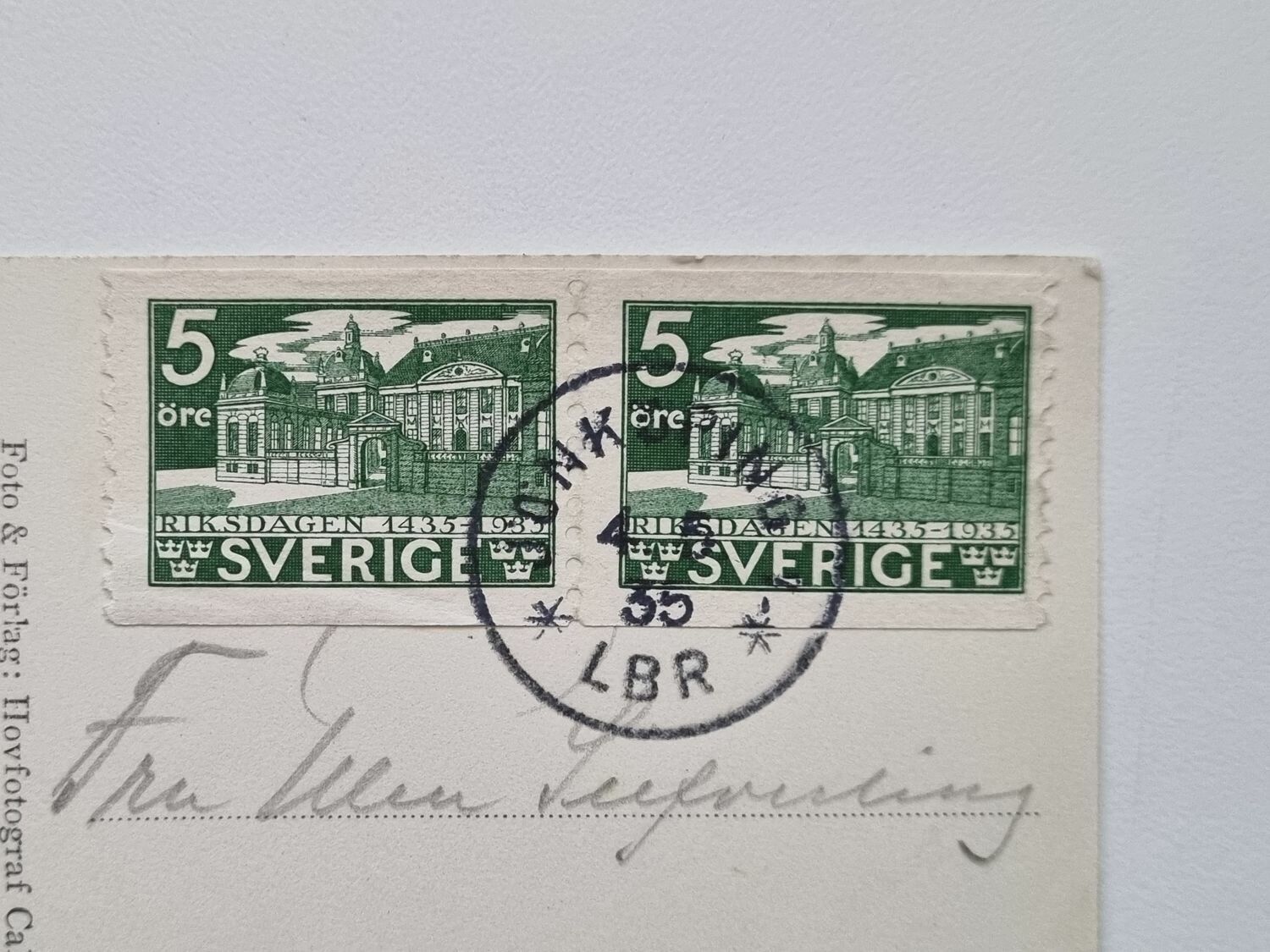 Vykort Gränna. Ribbagården, Festsalen 1935
