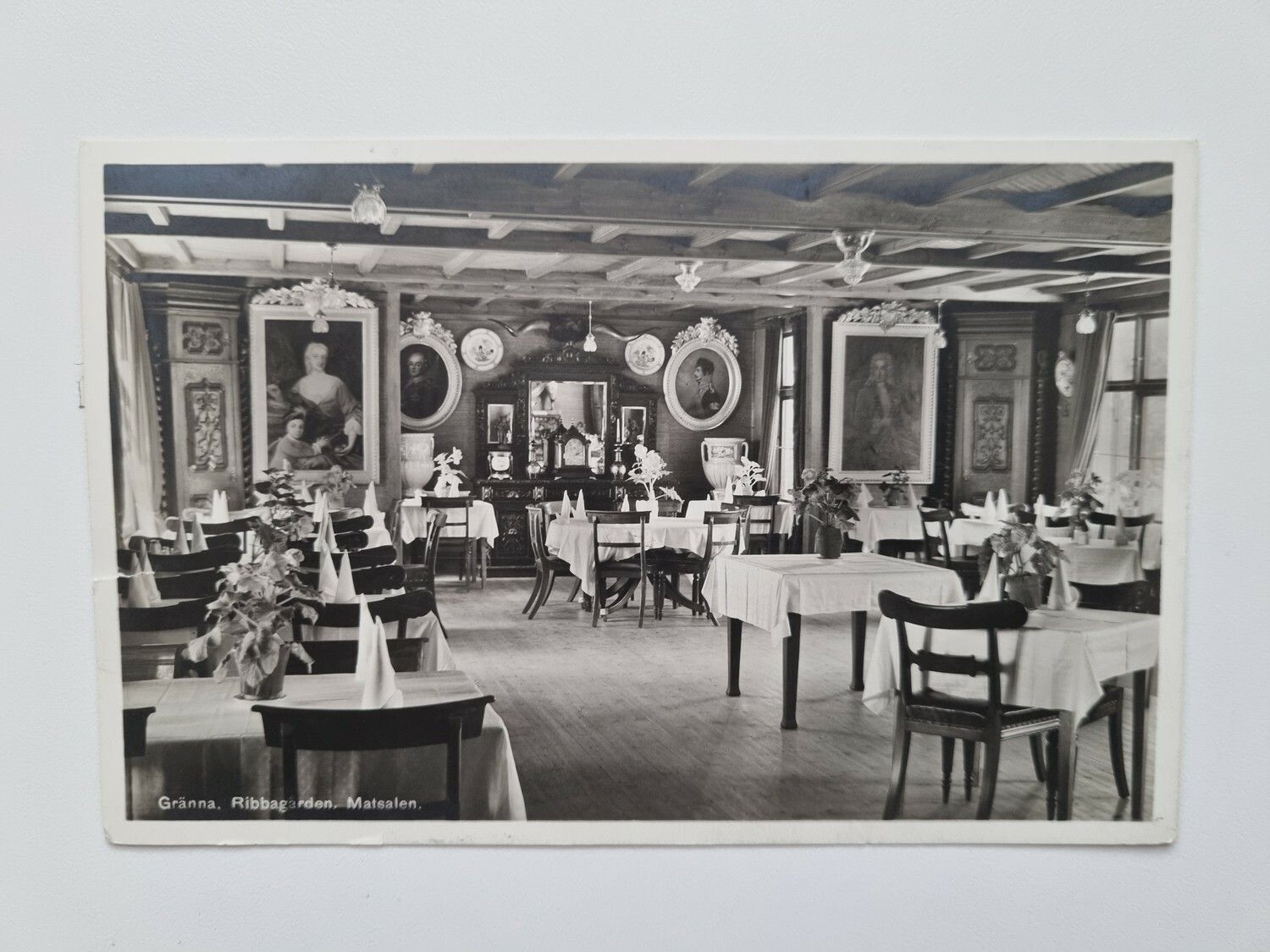 Vykort Gränna. Ribbagården. Matsalen 1935