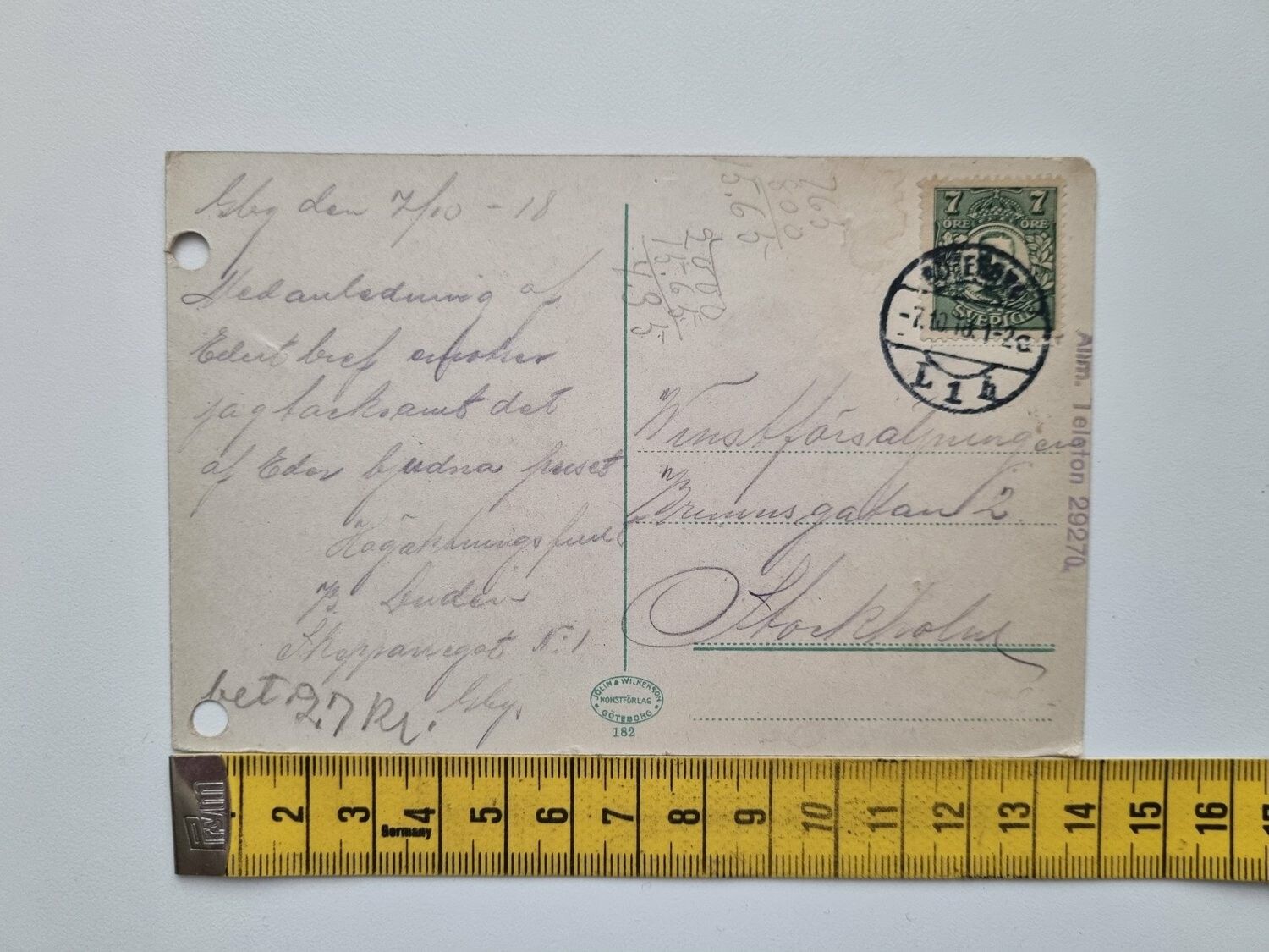 Vykort Göteborg, Högskolan och Vasakyrkan, 1918