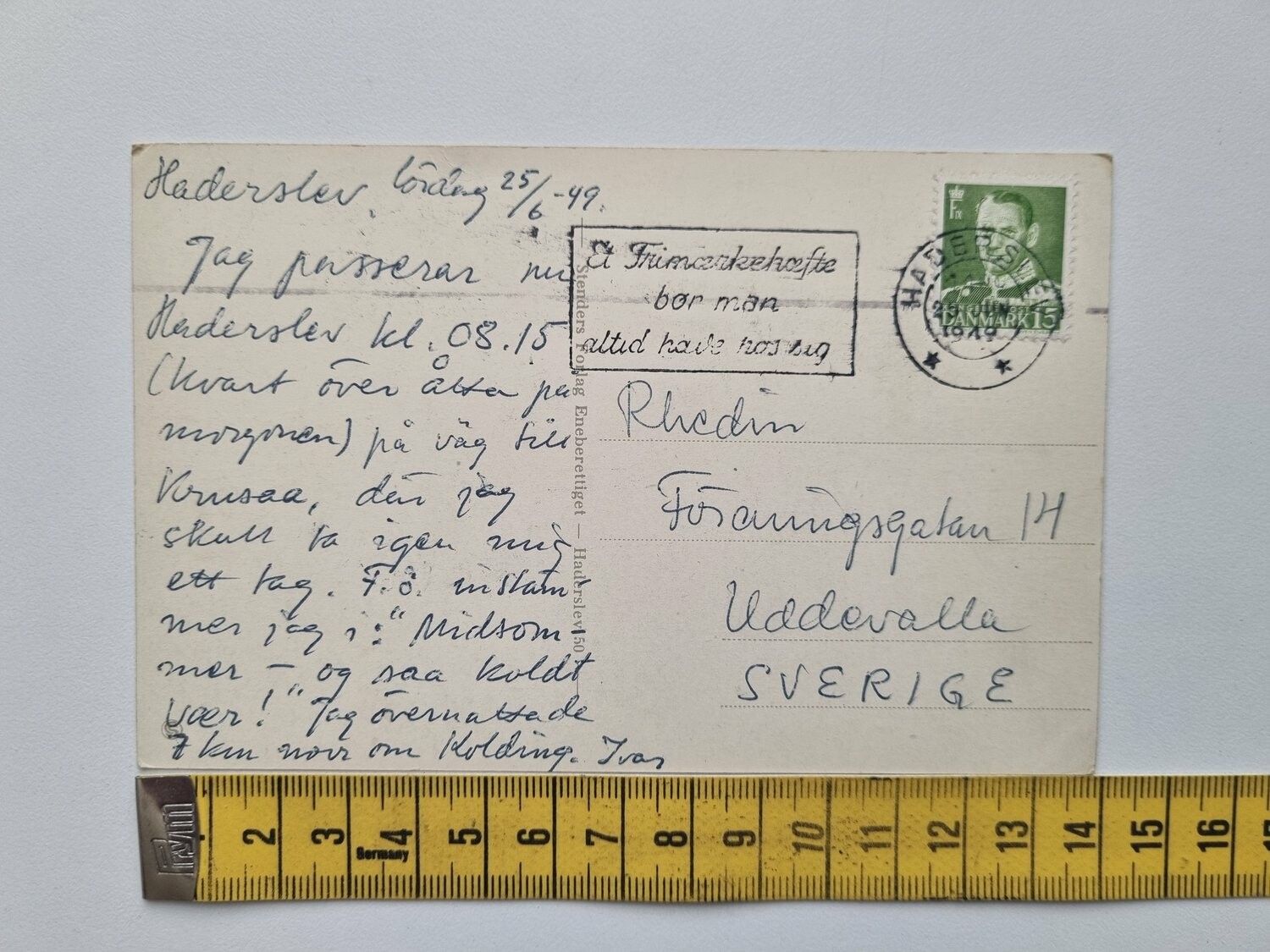 Vykort Haderslev. Søndertorv 1949