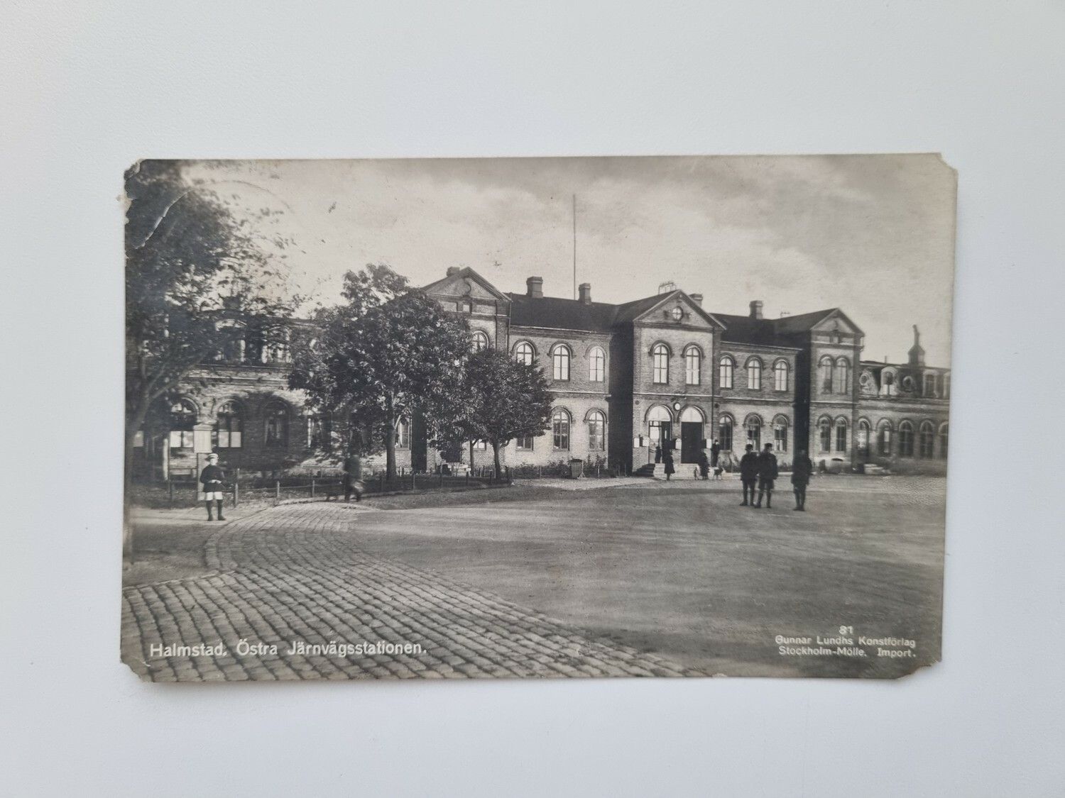 Vykort Halmstad, Östra Järnvägsstationen, 1924