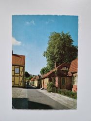 Vykort Halmstad. Idyll av Vallgatan