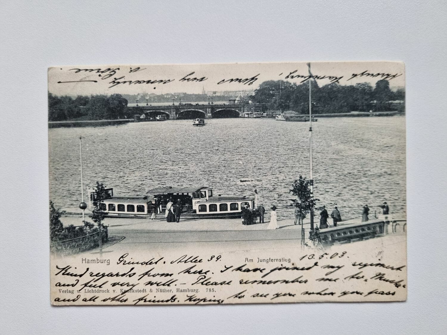 Vykort Hamburg Am Jungfernstieg 1903
