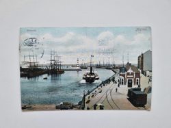 Vykort Hamnen Malmö 1909