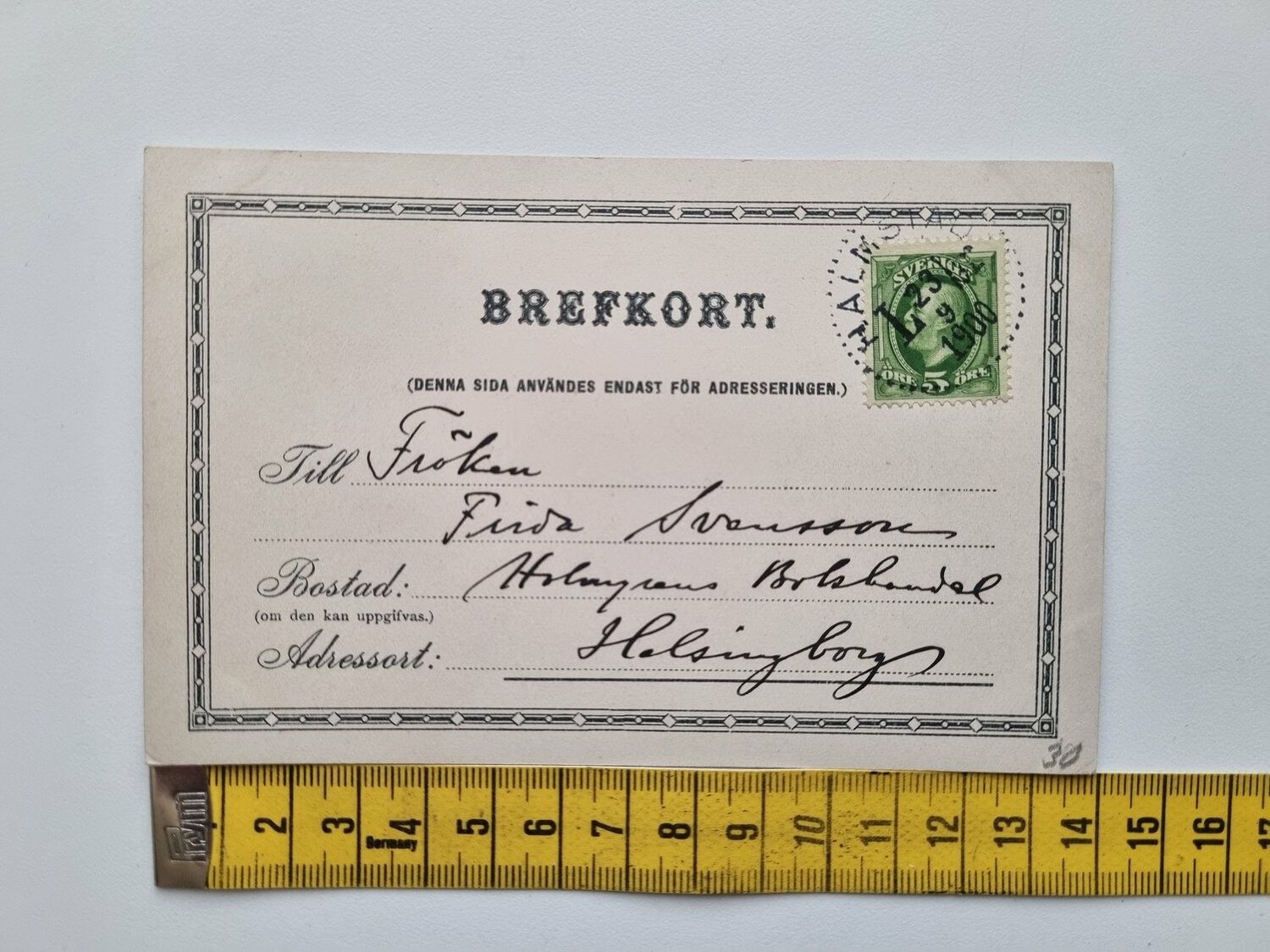 Vykort Hamnpiren. Halmstad, 1900 - morsekod