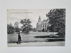 Vykort Hannover, Maschpark mit Rathaus Neubau