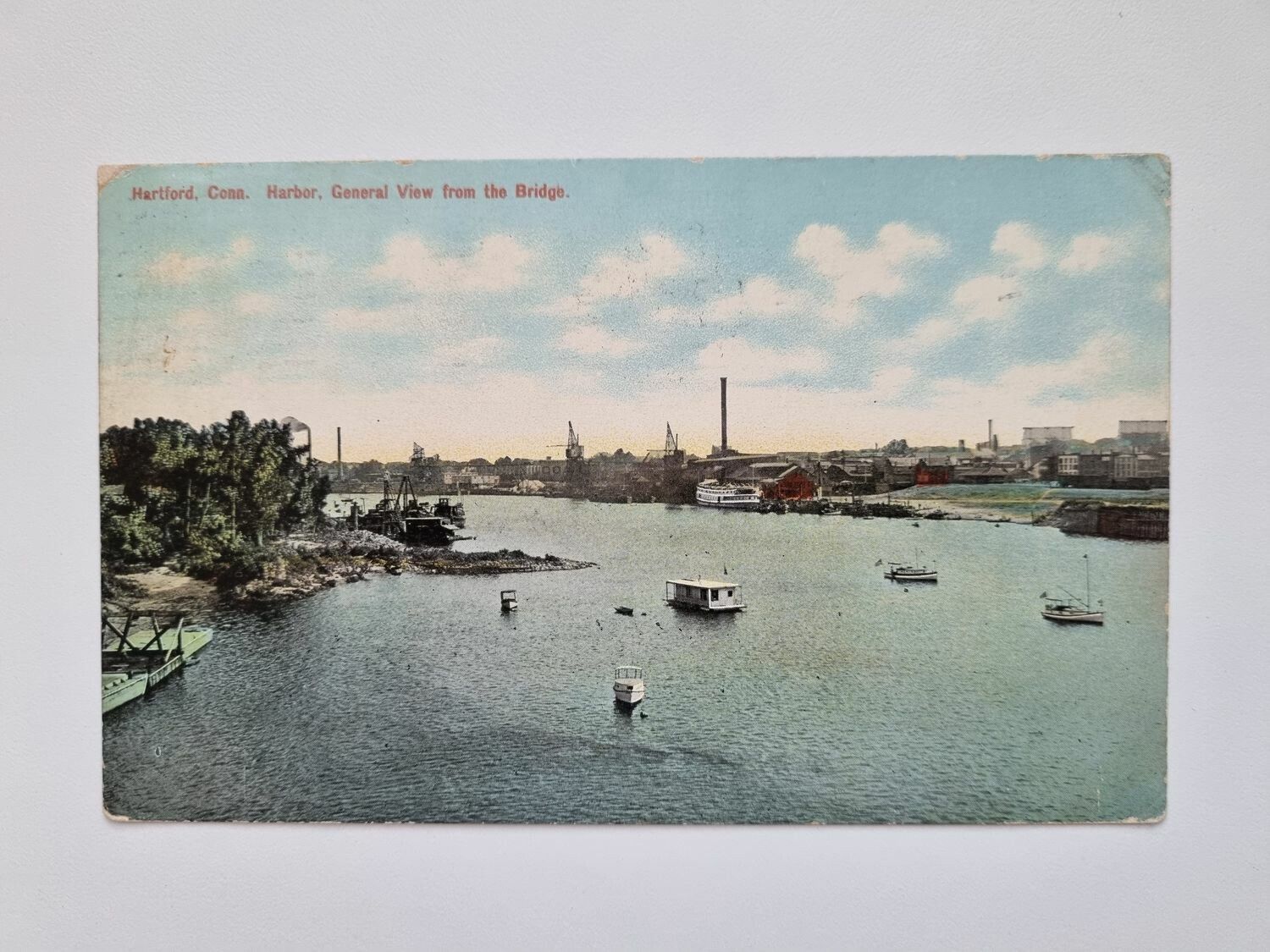 Vykort Hartford, Cona. Harbor. General View from the Bridge 1910
