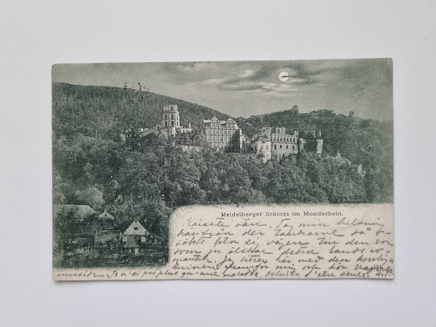 Vykort Heidelberg Palace Heidelberger Schloss im Mondschein