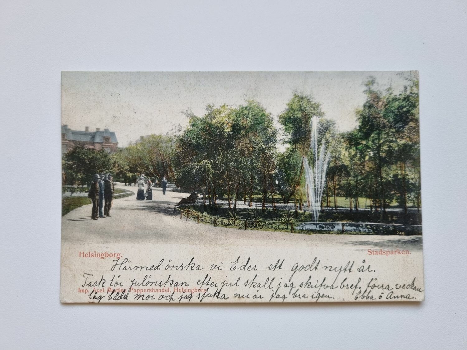 Vykort Helsingborg Stadsparken, 1902?