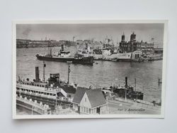 Vykort Hamn med båtar i Amsterdam