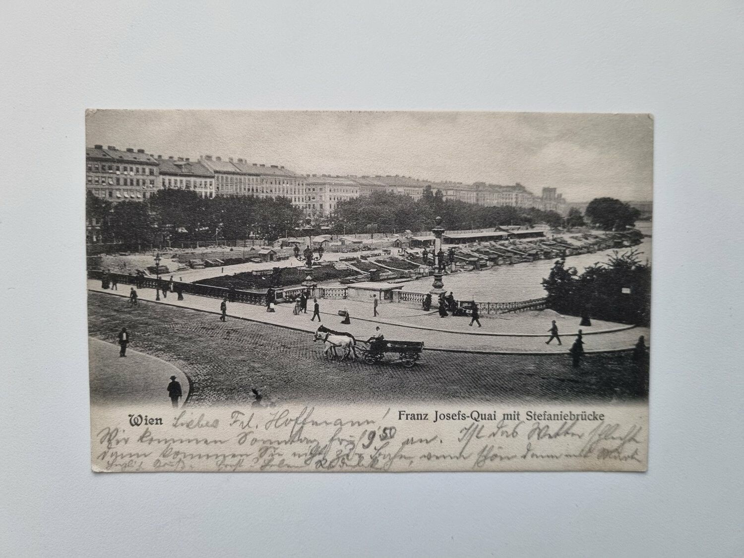 Vykort Wien Franz Josefs-Quai mit Stefaniebrücke, 1901