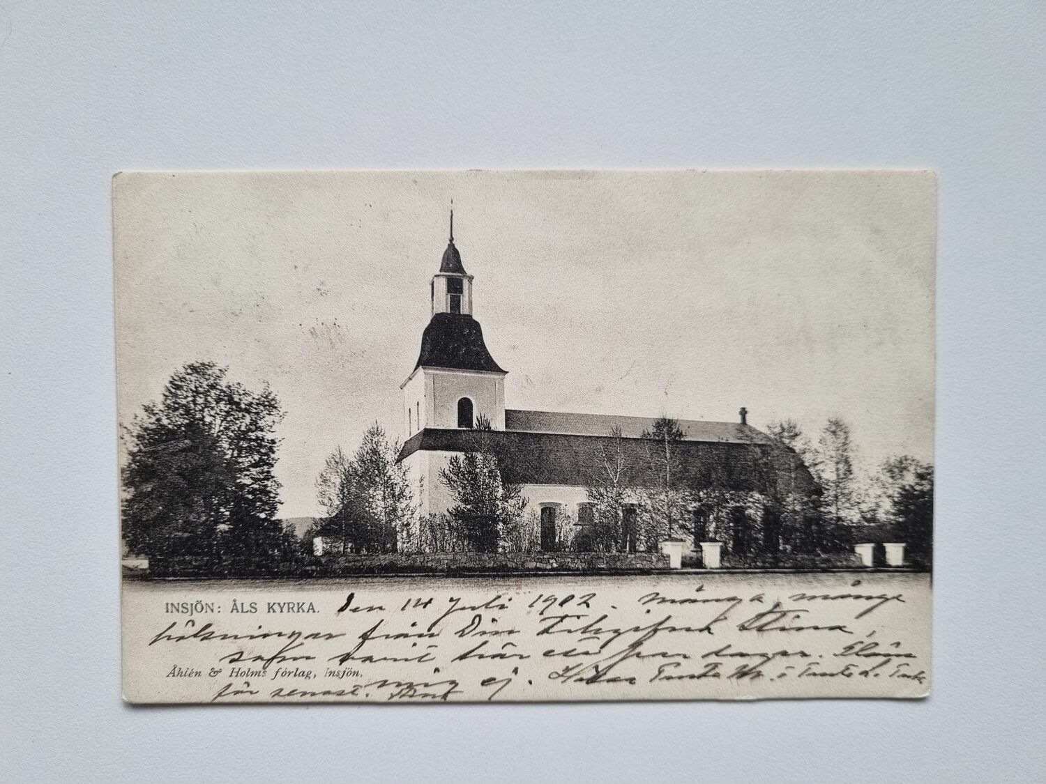 Vykort INSJÖN ÅLS KYRKA 1902