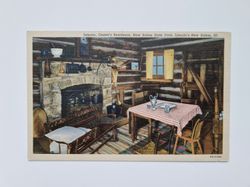 Vykort Interior, Onstot's Residence, New Salem State Park,