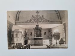 Vykort interiör från kyrka, 1923