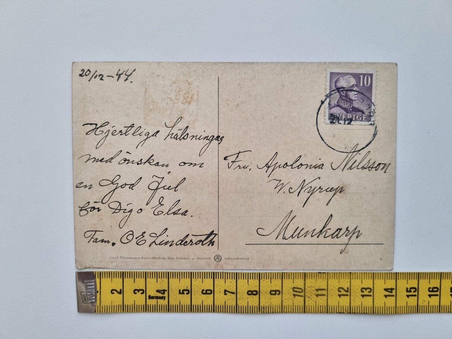 Vykort Julkort, Jenny Nyström 1944