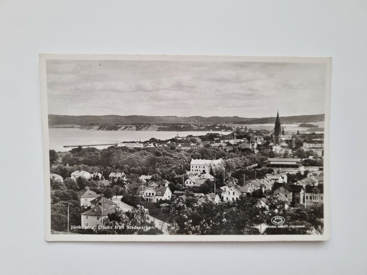 Vykort Jönköping. Utsikt från Stadsparken