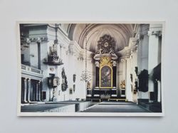 Vykort Kalmar. Interiör av Domkyrkan.