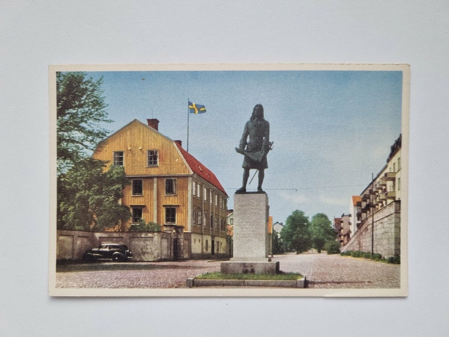 Vykort Karlskrona. Wachtmeisterstatyn