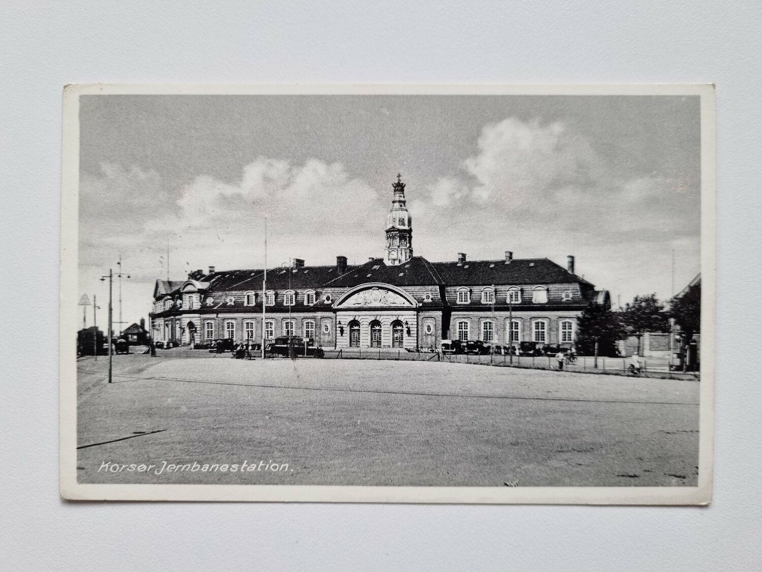 Vykort Korsør Jernbanestation 1950