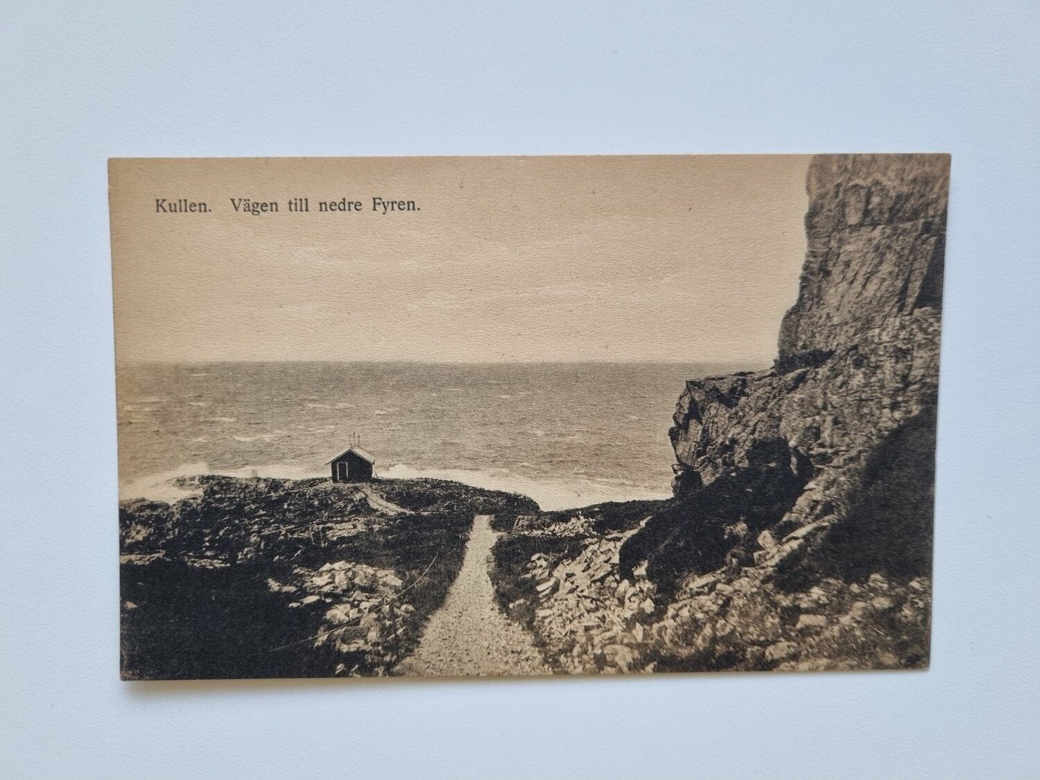 Vykort Kullen. Vägen till nedre Fyren, 1916