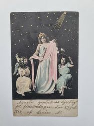 Vykort Kvinna och barn, daterad 1908