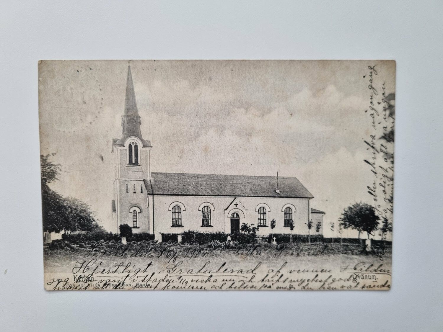 Vykort Kyrkan Kvänum, 1904