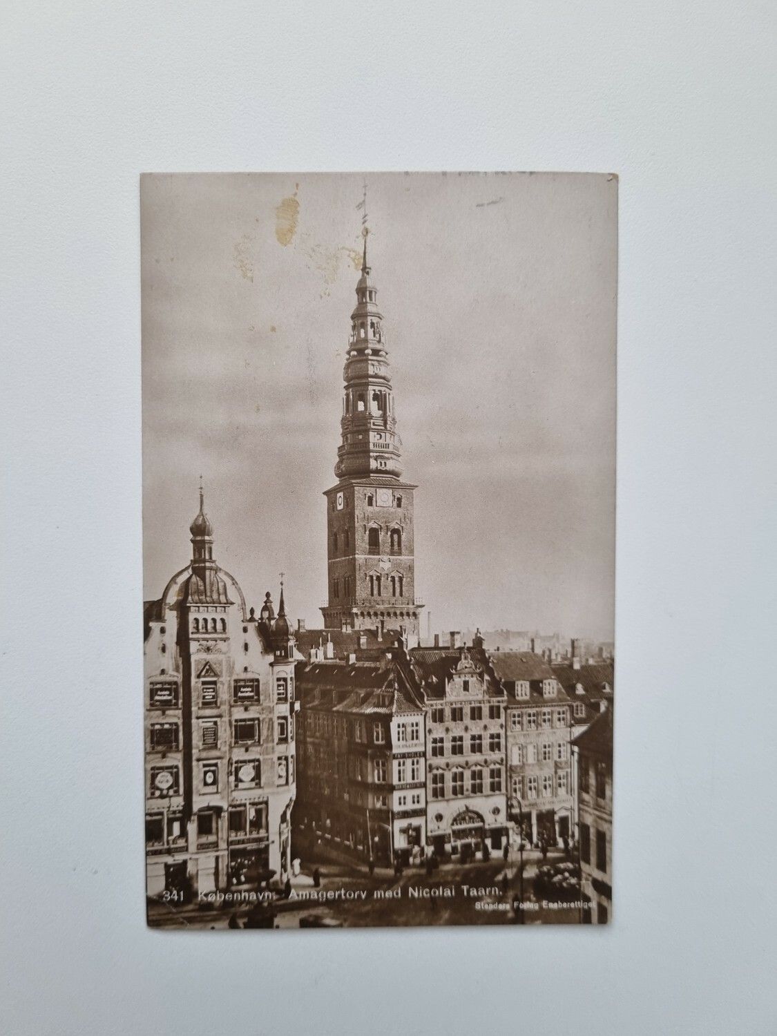 Vykort Københavns Amagertorv med Nicolai Taarn