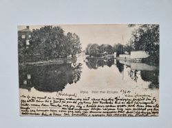 Vykort Köping. Utsikt öfver Köpingån, 1901
