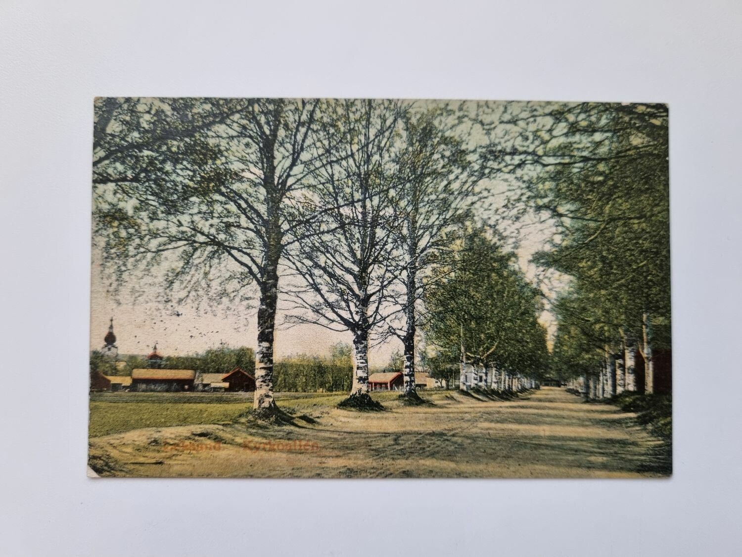 Vykort Leksand, Kyrkoallén, 1908