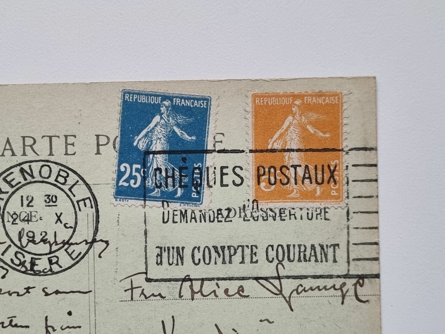 Vykort Les Trois Pucelles, 1921