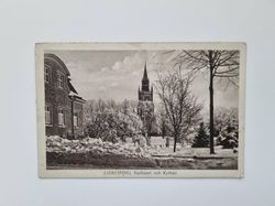 Vykort LIDKÖPING, Badhuset och Kyrkan