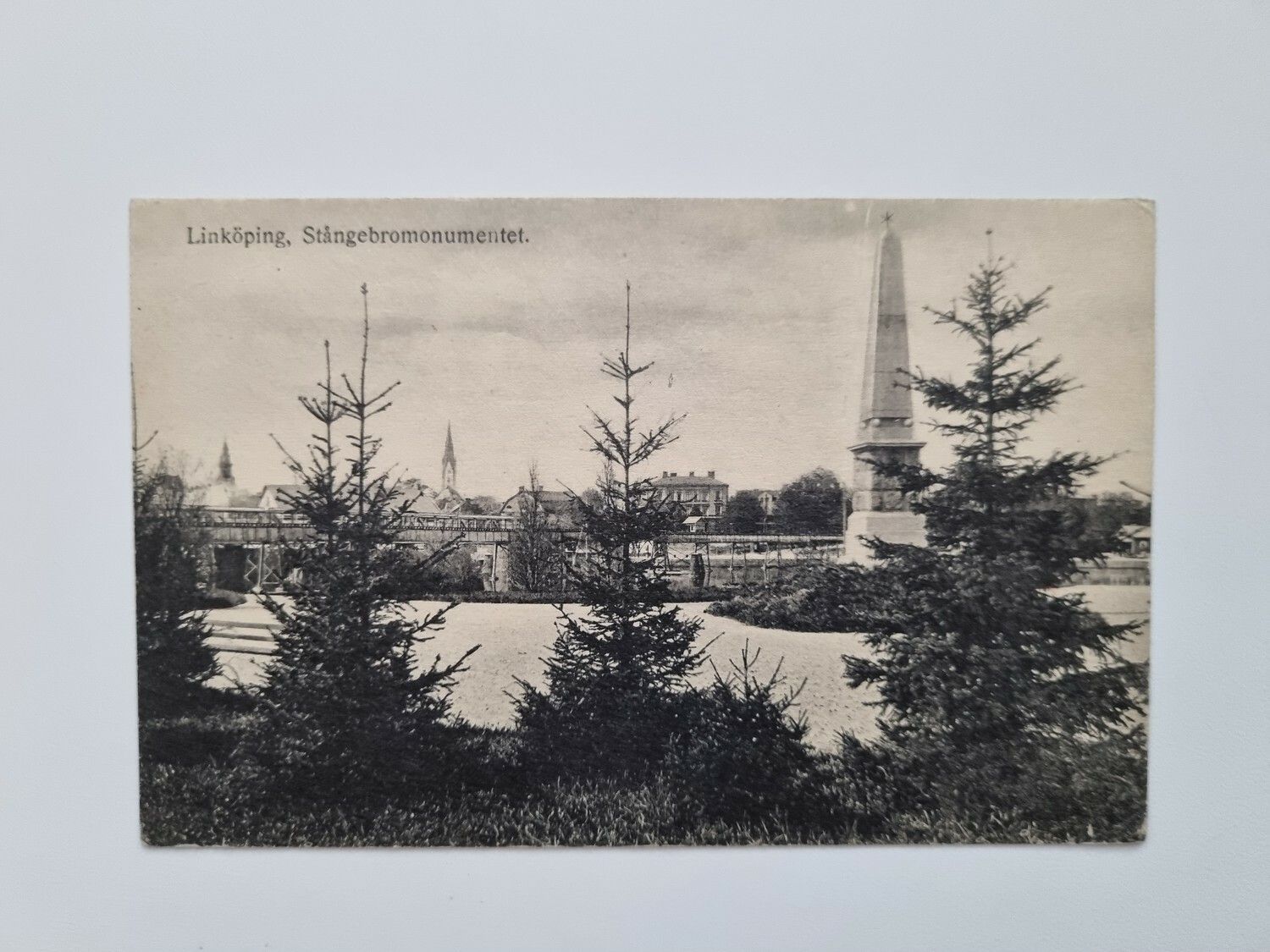 Vykort Linköping, Stångebromonumentet, 1921